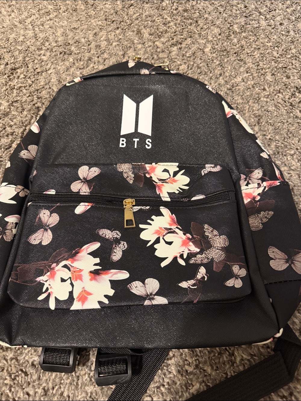 BTS Floral Black Women's Backpack